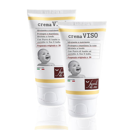 Fiocchi di Riso Crema Viso Idratante e Nutriente per Neonati, con Burro di Karité ed Estratto di Fico d'India, 2 x 30 ml