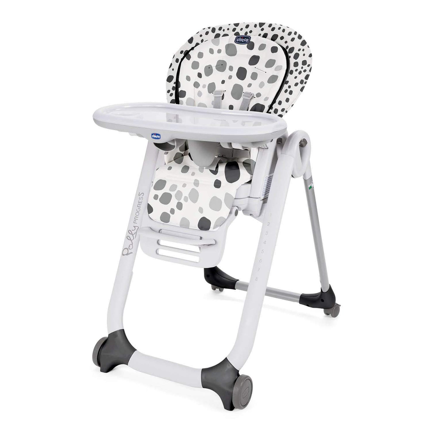 Chicco Polly Progres5 Seggiolone Pappa Regolabile per Bambini 0 Mesi, 3 Anni (15 kg), Trasformabile in Rialzo Sedia Bambini, Reclinabile a Sdraietta, con 4 Ruote e Chiusura Compatta, Anthracite