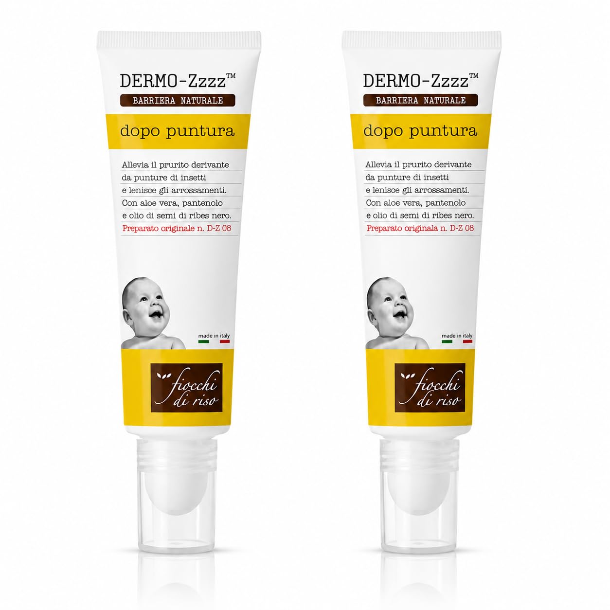 Fiocchi di Riso Dermo-Zzzz Dopo Puntura, Lenitivo Calmante, Aloe Vera e Pantenolo, Allevia il Prurito da Punture di Insetti, 14ml