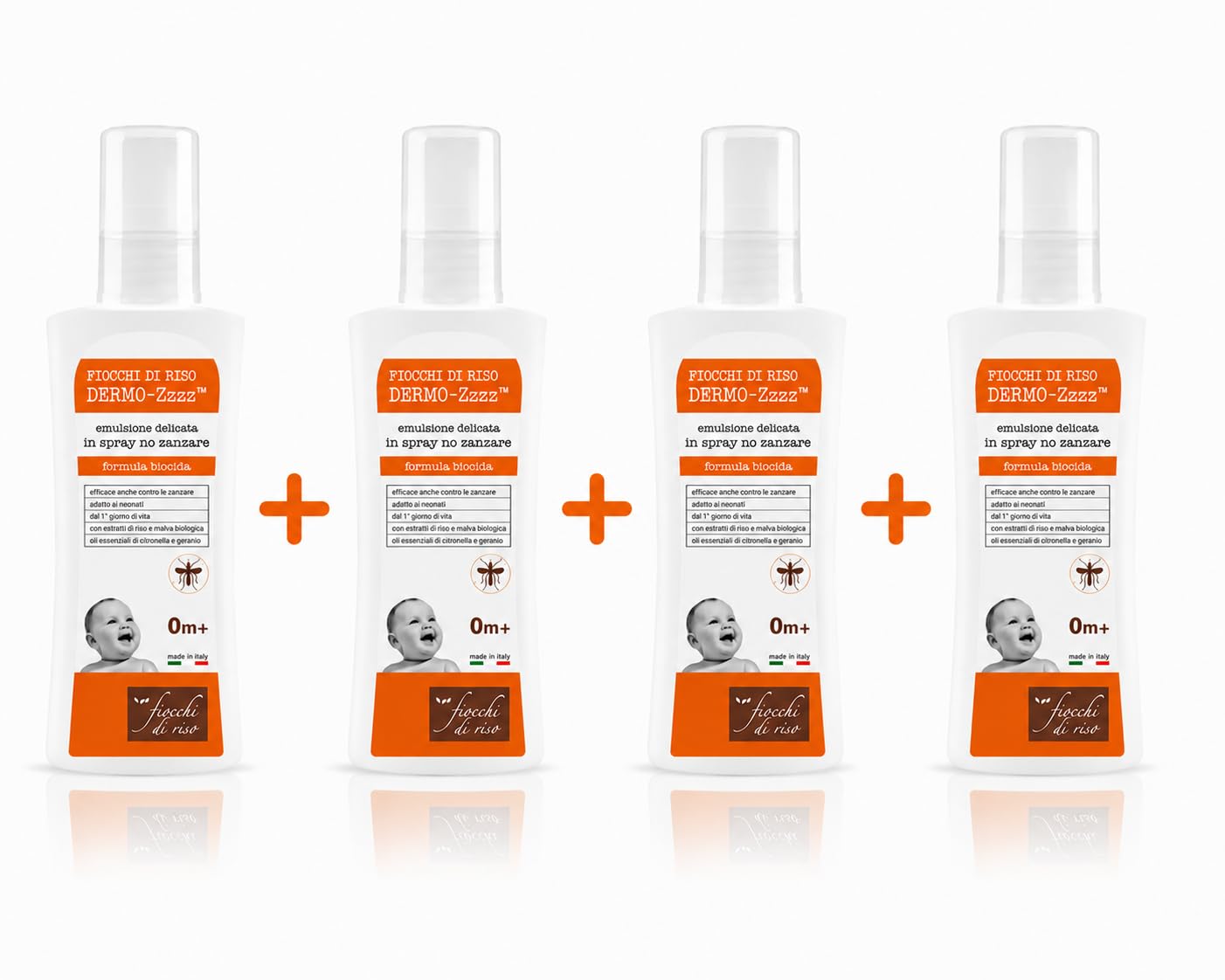 Fiocchi di Riso Spray Repellente Insetti con Citronella, Formula al 95% di Origine Naturale, 100 Ml, Adatto dai 0 Mesi, Uso Esterno