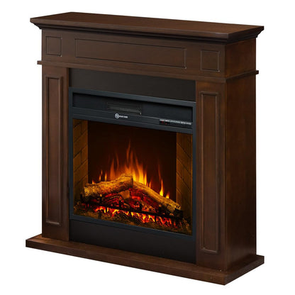 Camino elettrico caminetto da terra JEFFERSON in legno Noce L 89,5 x H90,5 x P28