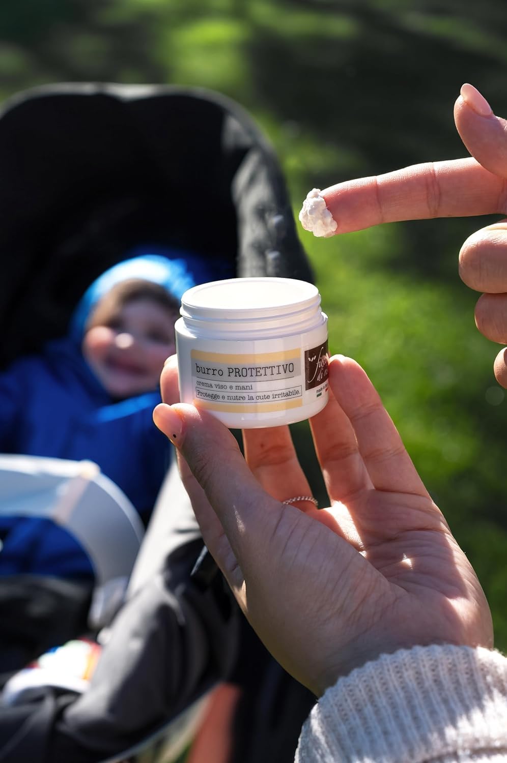 Fiocchi di Riso Burro PROTETTIVO, Crema Viso e Mani, con Ceramidi e Fico d'India, per Cute Sensibile, 2 Flaconi da 30 ml