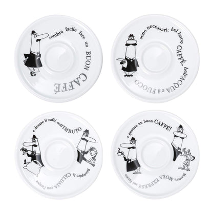 Bialetti Set 4 Tazzine Moka 'Carosello' Tazze da Caffè, Porcellana , Bianco