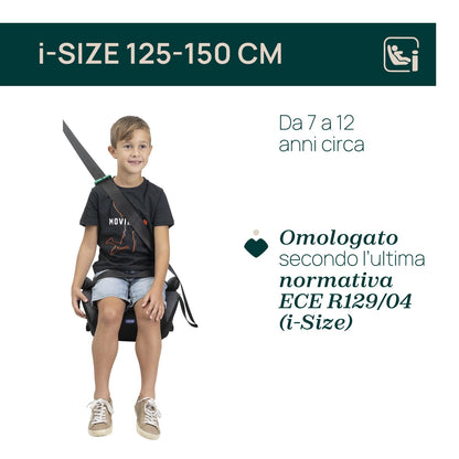 Chicco Quasar Fix i-Size, Seggiolino Auto Bambini 7-12 Anni (126-150 cm), Peso 23-36 kg, Gruppo 3, Facile da Installare con Sistema Isofix, con Braccioli Imbottiti e Seduta Confortevole, Grigio