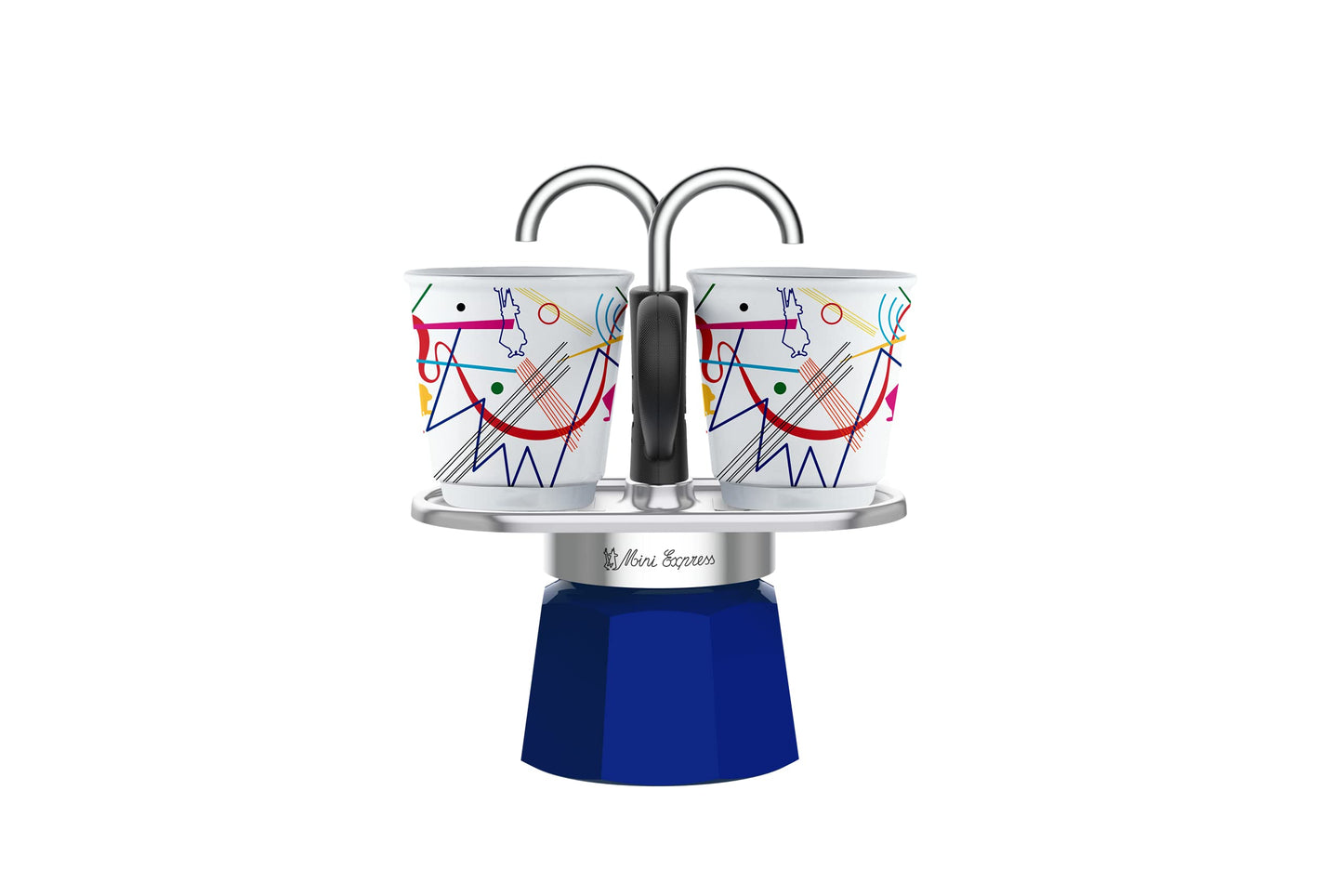 Bialetti Mini Express Kandisky, tazza + 2 bicchierini da liquore, caffettiera, in alluminio