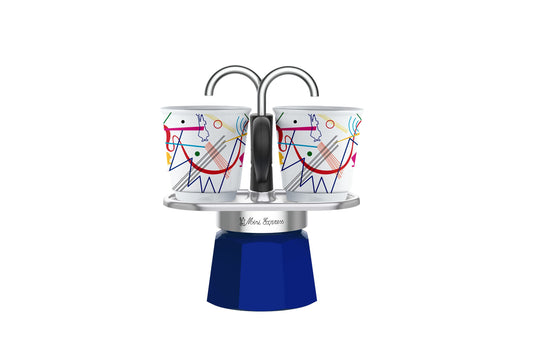 Bialetti Mini Express Kandisky, tazza + 2 bicchierini da liquore, caffettiera, in alluminio