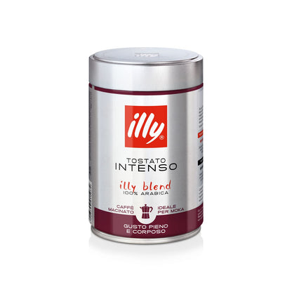 illy INTENSE Roasted Ground Coffee for Moka, 12 Jars of 250 Grams