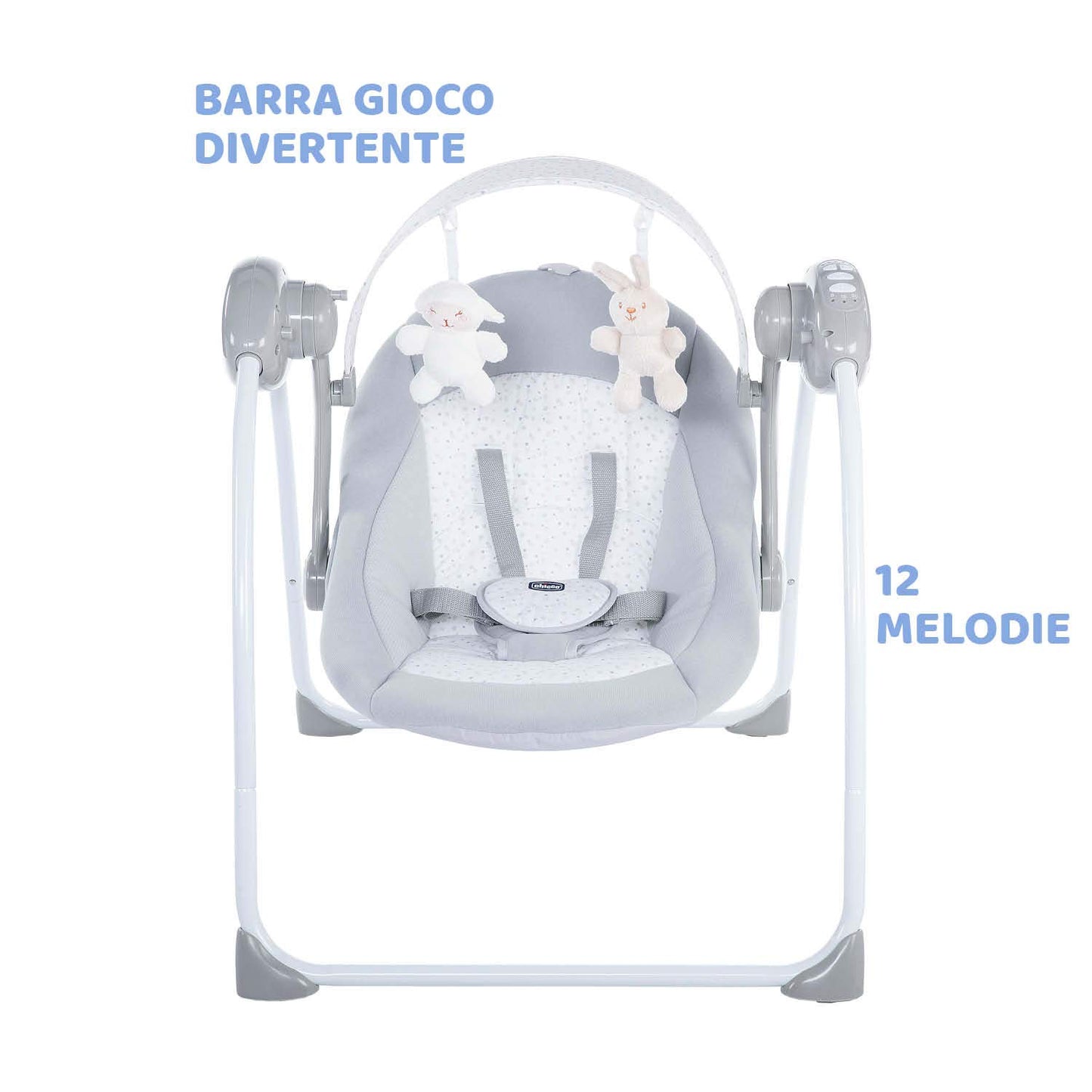 Chicco Sdraietta Regolabile E Dondolo Automatico, Grigio, 69.5 x 60 x 58.5 cm