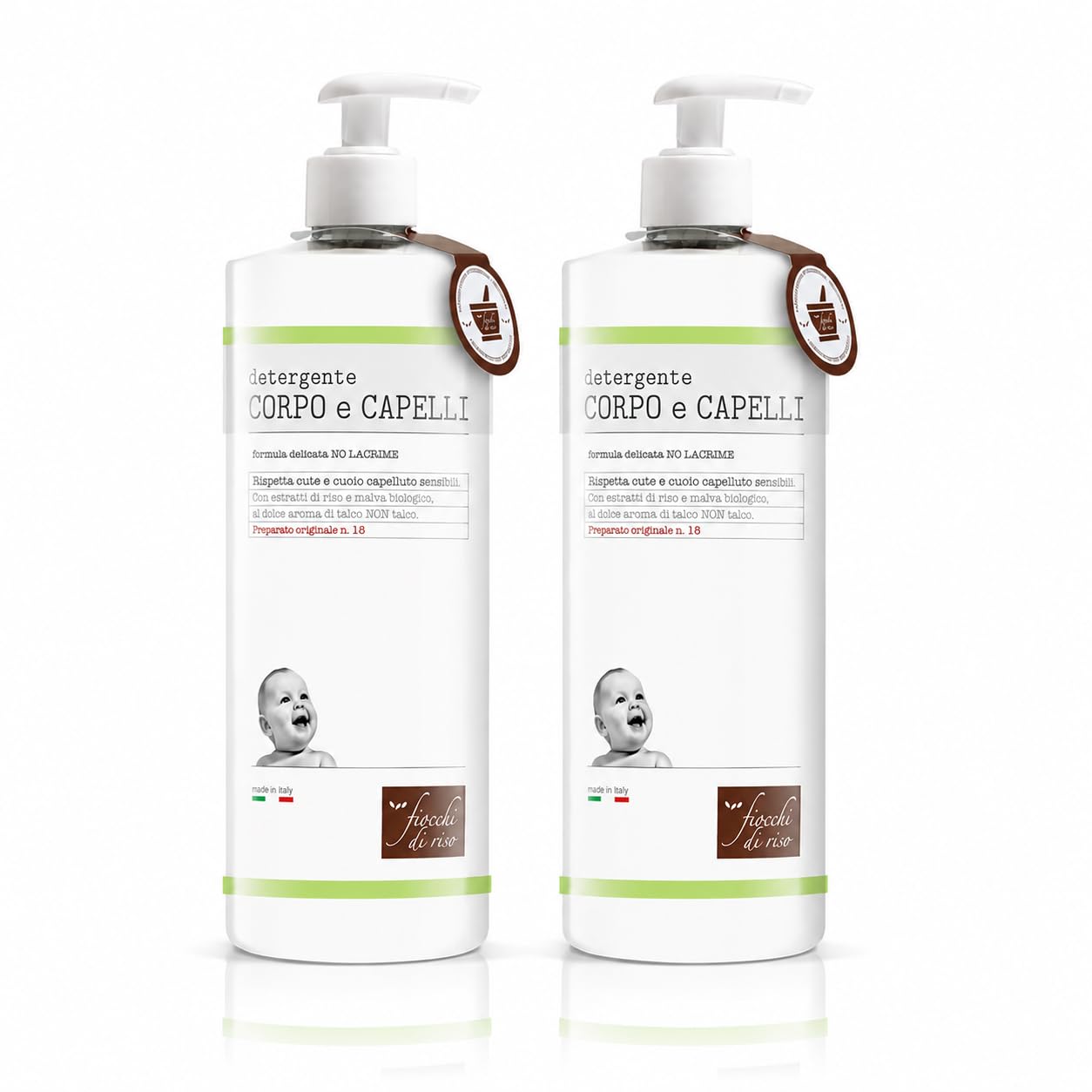 Fiocchi di Riso Detergente Corpo e Capelli Talco, 750ml, Formula Delicata, per Neonati, Rispetta Cute e Cuoio Capelluto Sensibili
