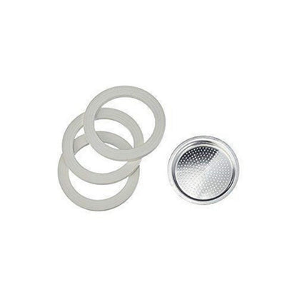 ‎BIALETTI | Set di 3 guarnizioni e 1 portafiltro per Moka Express 2 tazze , Moka Elettrika, Mini Express, Moka Dama