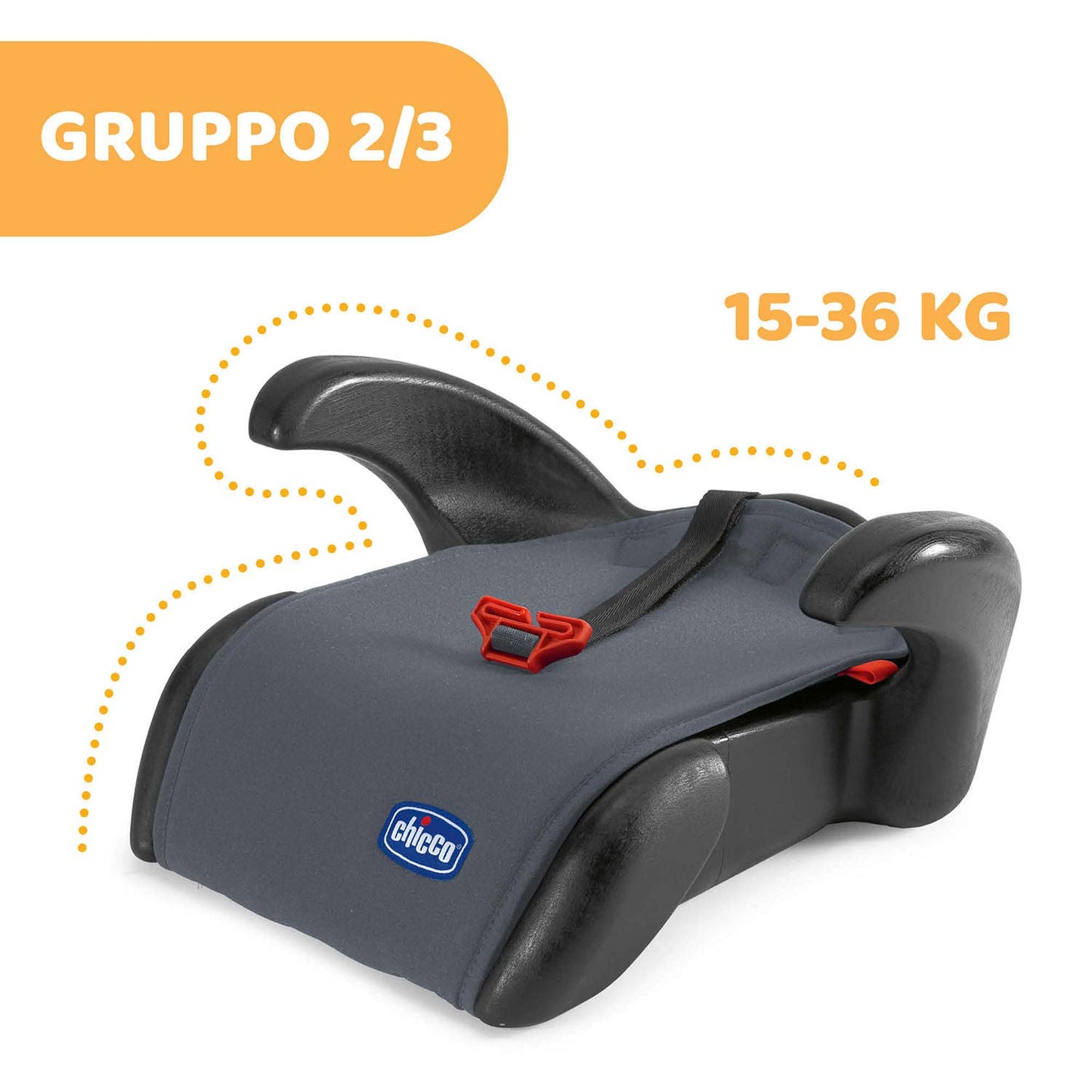 Chicco Quasar Plus Rialzo Auto 15-36 kg Gruppo 2/3, Rialzo Auto Per Bambini, Grigio, 40 x 21 x 45 cm