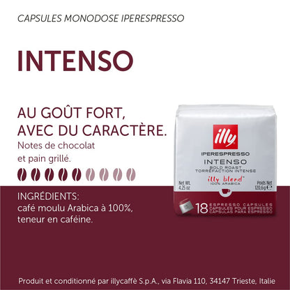 Illy Capsule caffè Iperespresso Torrefatto INTENSO, 6 confezioni da 18 capsule, in totale 108 capsule