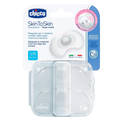 Chicco Paracapezzoli in Silicone, Copricapezzoli Allattamento, Proteggono il Capezzolo, Tettarella Anatomica, Contatto Naturale Pelle a Pelle, Alette Sagomate in Morbido Silicone, Taglia S/M, Bianco