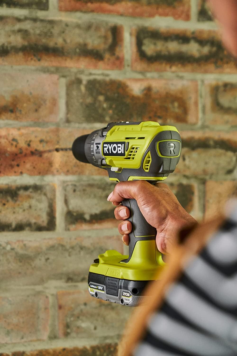 Ryobi R18PD3-0 Trapano Avvitatore a Percussione a Batteria 18V ONE+, Batteria non Inclusa, con Luce LED, 2 Velocità, per Legno, Metallo e Muratura