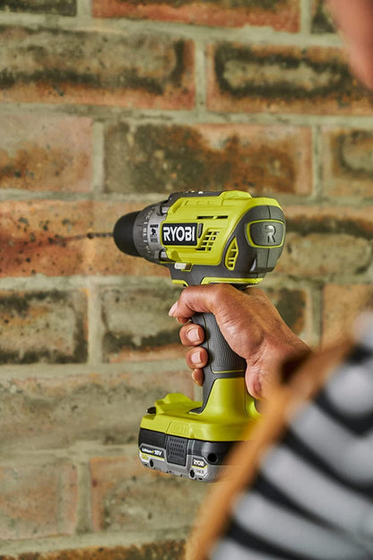 Ryobi R18PD3-0 Trapano Avvitatore a Percussione a Batteria 18V ONE+, Batteria non Inclusa, con Luce LED, 2 Velocità, per Legno, Metallo e Muratura