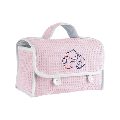 CHICCO Natural Sensation, Nappy Changing and Bathing Set with Cotton Beauty Case, Tears-Free Shampoo Bath 200 ml, Body Cream 150 ml, Soothing Paste 100 ml, Cleansing Wipes, Pink