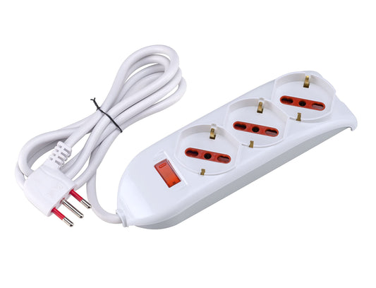 ROSI Multipresa serie Emilia spina 10A, Bianco, 3 prese schuko biv. 10/16A