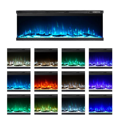 Camino elettrico da parete caminetto a incasso 3 Lati BOSTON100 L101,6 x P20 x H44