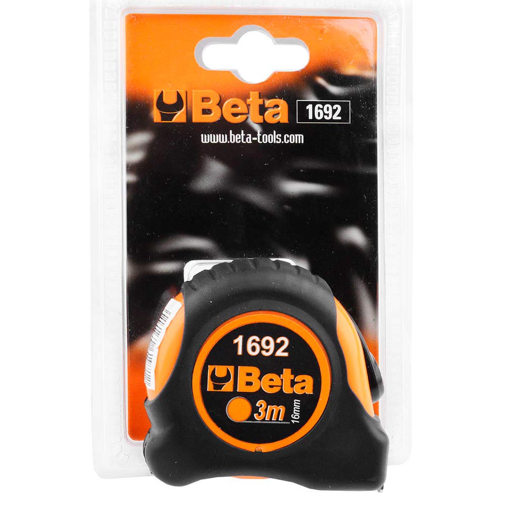 Beta 1692/3 - Flessometro cassa bimateriale in ABS antiurto nastro in acciaio classe di precisione ii