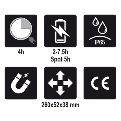 BETA 1838S Lampada Snodata Ricaricabile a Led, Portatile, Professionale, per Officina con Rivestimento Antiscivolo in Gomma a Doppia Emissione di Luce, Frontale fino a 700 Lumen