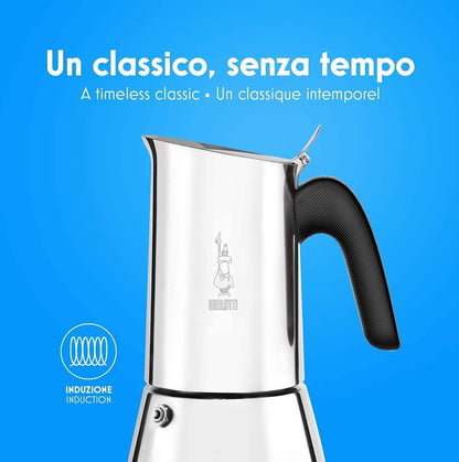 Bialetti Venus Caffettiera in Acciaio Inox, Adatta all'Induzione, Inossidabile, Argento, 6 Tazze