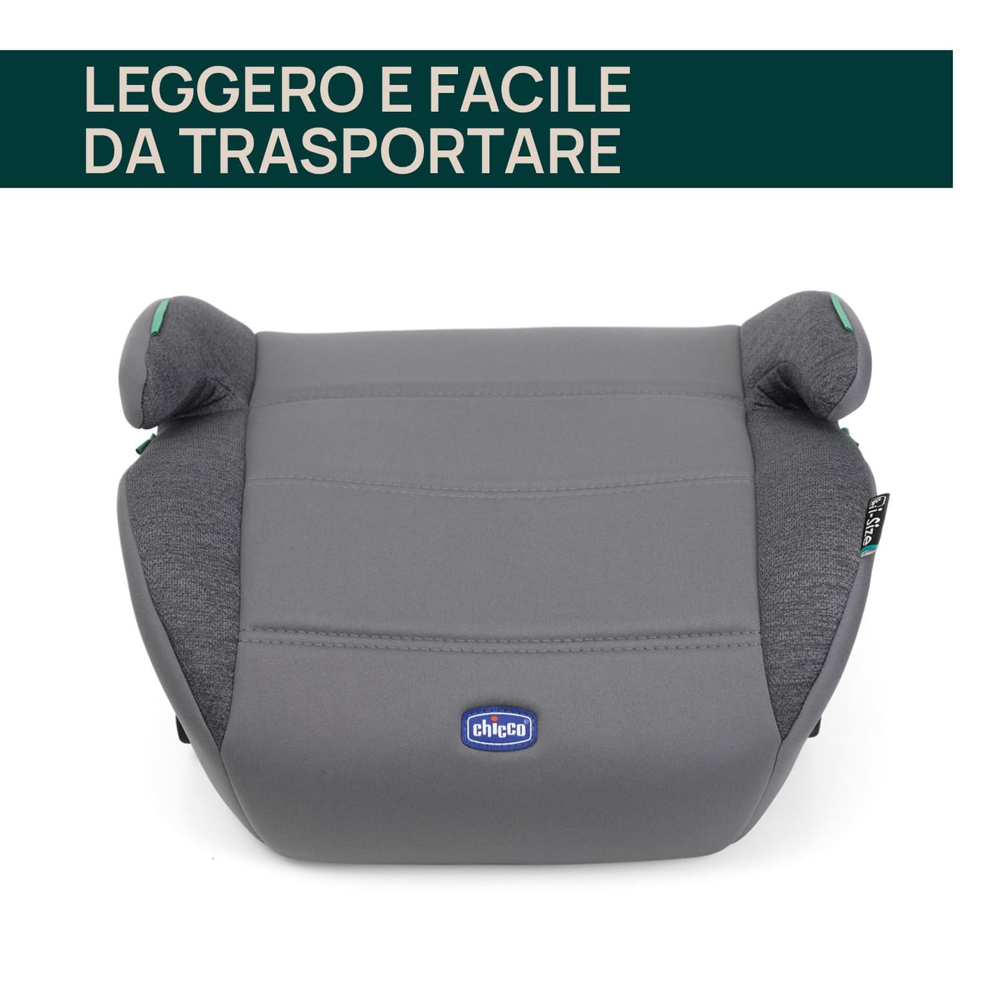Chicco Quasar Fix i-Size, Seggiolino Auto Bambini 7-12 Anni (126-150 cm), Peso 23-36 kg, Gruppo 3, Facile da Installare con Sistema Isofix, con Braccioli Imbottiti e Seduta Confortevole, Grigio