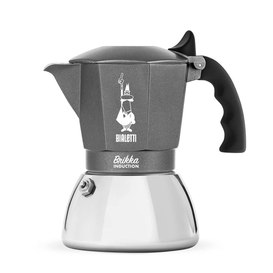 Bialetti Macchina da caffè a induzione Brikka, 4 tazze (170 ml), espresso stile bar, adatta a tutti i tipi di fornelli, design elegante