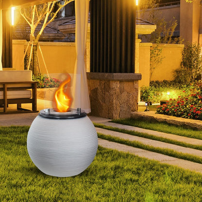 Divina Fire Camino a bioetanolo braciere da Giardino da Terra per Interno Esterno Botticelli Bianco Perla d.40 x h54