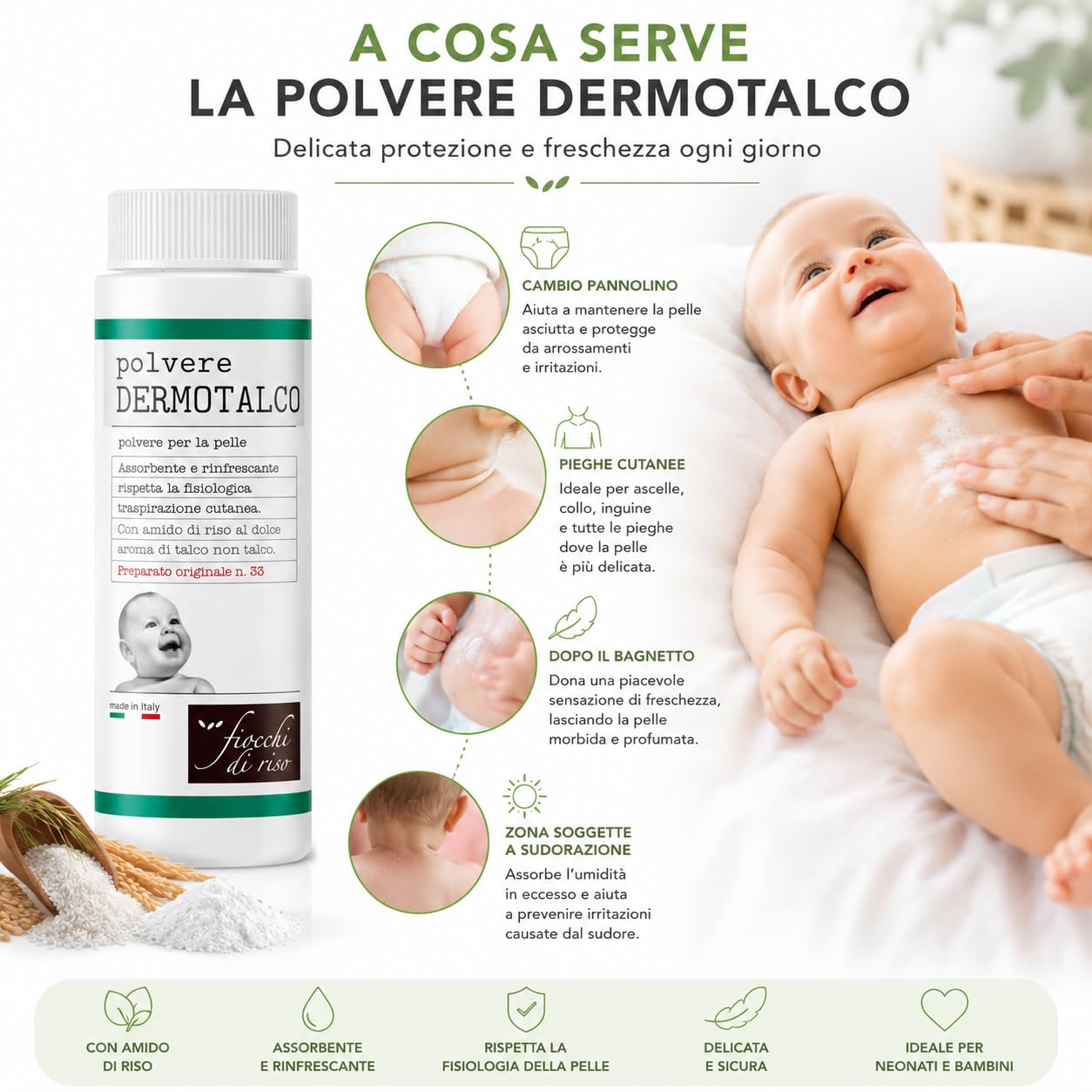 Chicco Fiocchi di Riso Polvere Dermotalco con Amido di Riso 75g