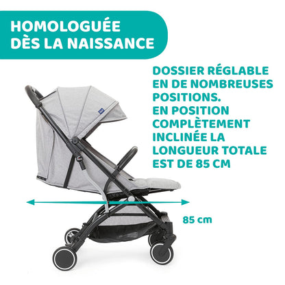 Trolley Me Lightweight Stroller from 0 Months to 15 kg, Reclining and Folding Stroller with Trolley Function, Compact Folding, Rain Cover and Extendable Canopy, Maximum Load Capacity 18 kg