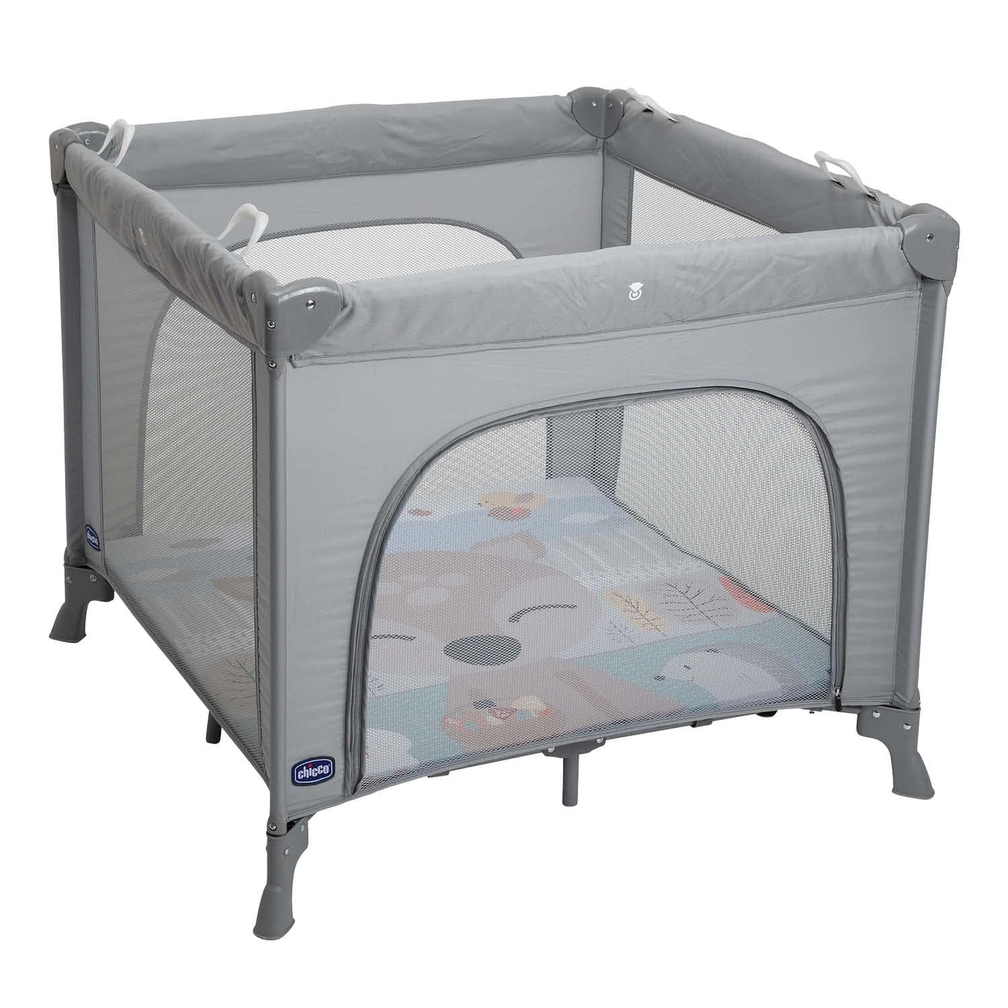Chicco Open Box Lettino Neonati da Viaggio per Bebè e Bambini dalla Nascita fino a 15 kg, Pieghevole e Compatto, Culla da Campeggio con Tappeto Gioco, Finestre in Rete, 4 Maniglie e Borsa da Viaggio
