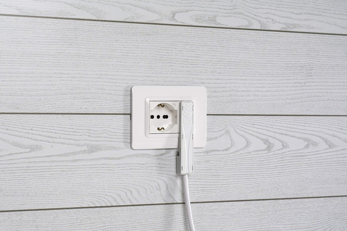 ROSI 3 Pezzi Prolunga e Spina Ultrapiatta Salvaspazio Emilia Flat, 10A-16A 2P+T, Angolatura 90°, 6mm di Spessore con Presa