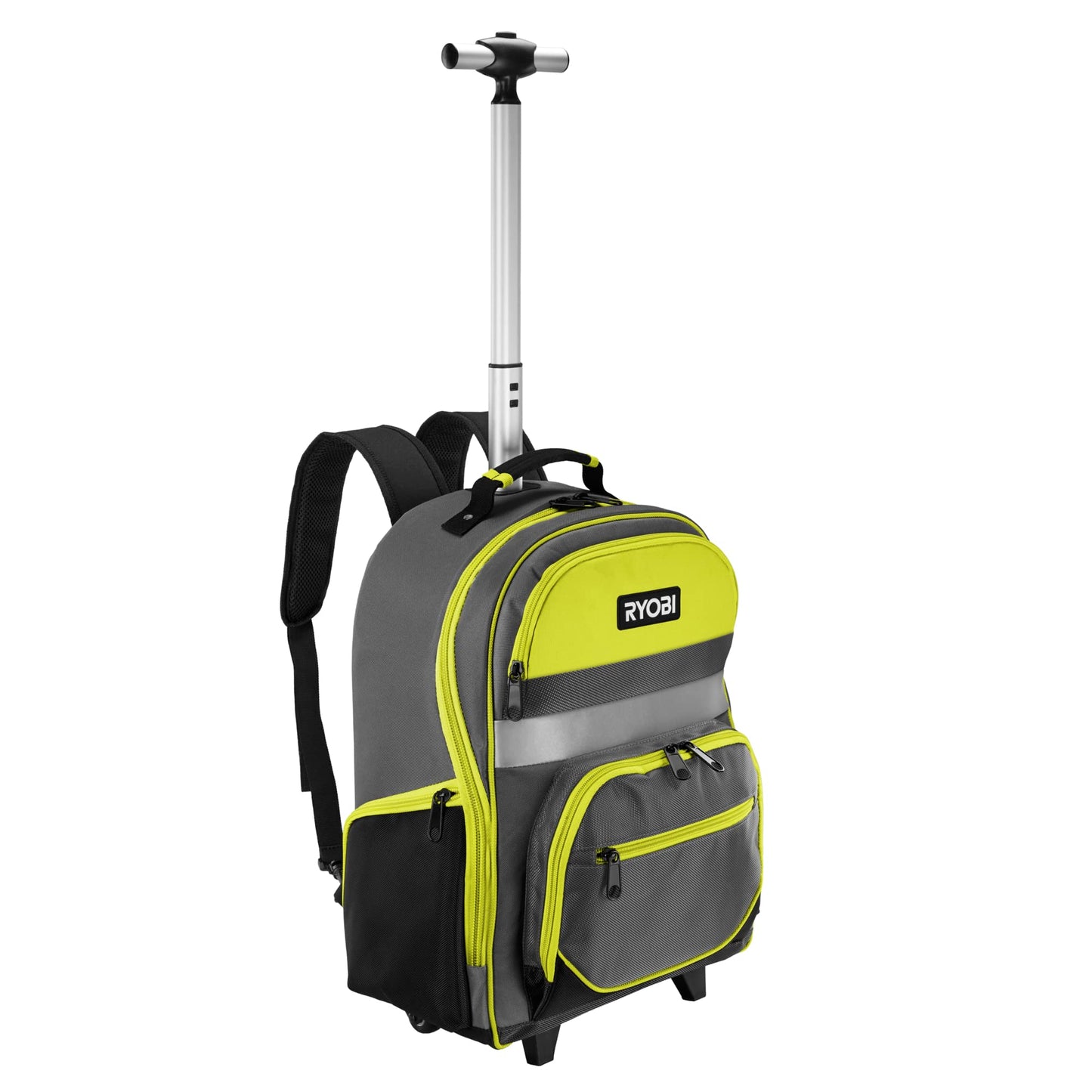 RYOBI - Zaino con ruote (32 x 47 x 16,5 cm) Capacità: 20 kg - Materiale della borsa: poliestere 600 denari - Materiale delle tasche: poliestere 1680 denari