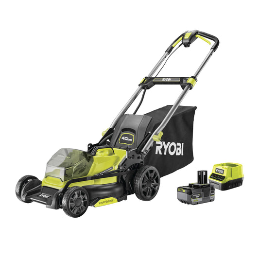 Ryobi RY18LMX40C-150 Rasaerba a Batteria 18V ONE+, Larghezza di Taglio 40 cm, Motore Brushless, Batteria 5.0 Ah Inclusa