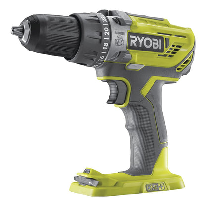 Ryobi R18PD3-0 Trapano Avvitatore a Percussione a Batteria 18V ONE+, Batteria non Inclusa, con Luce LED, 2 Velocità, per Legno, Metallo e Muratura
