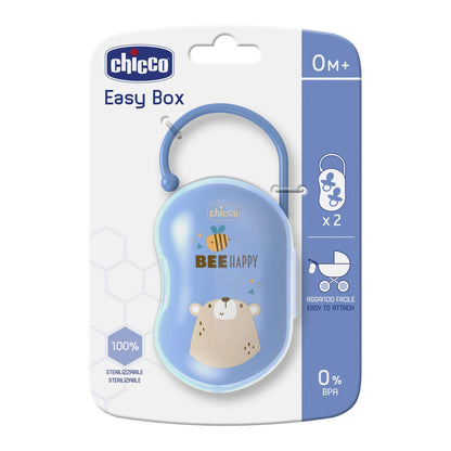 Chicco Porte-tétine double, porte-tétine nouveau-né, polyvalent et hygiénique, facile à fixer, forme ergonomique, remplaçable, bleu clair, 0 mois et plus