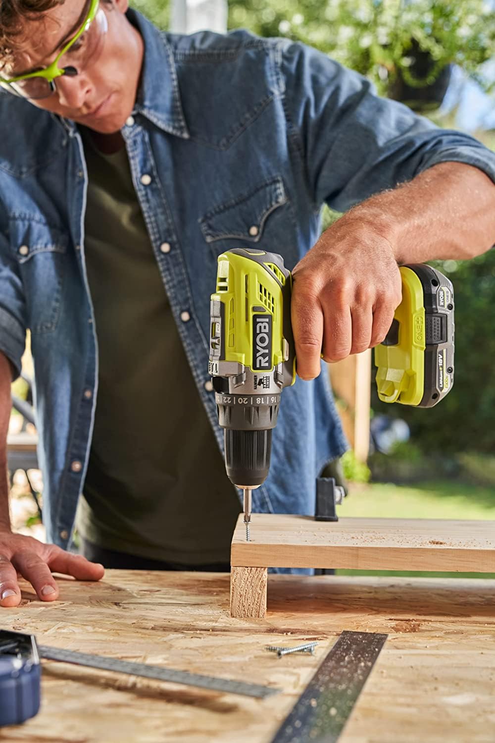 Ryobi R18PD3-0 Trapano Avvitatore a Percussione a Batteria 18V ONE+, Batteria non Inclusa, con Luce LED, 2 Velocità, per Legno, Metallo e Muratura