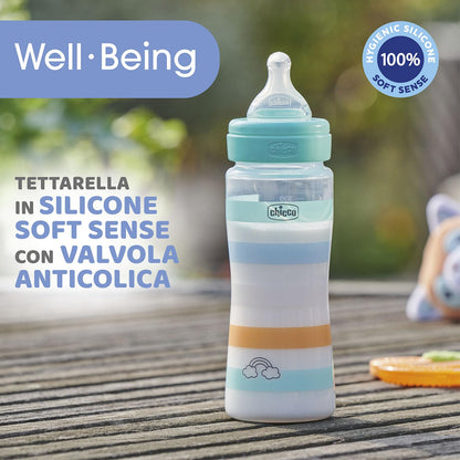 Fast Flow Wellness Bottle, with Physio Teat in Soft Silicone and Soft Sense Finish, Anti-Colic, Reduces Regurgitation and Irritability, 330 ml Plastic Bottle, 4 Months+, Baby
