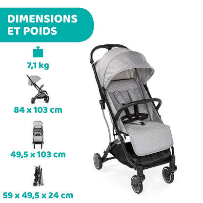 Trolley Me Lightweight Stroller from 0 Months to 15 kg, Reclining and Folding Stroller with Trolley Function, Compact Folding, Rain Cover and Extendable Canopy, Maximum Load Capacity 18 kg