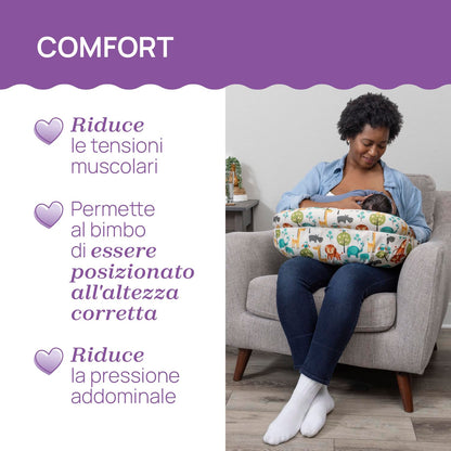 Boppy Cuscino Allattamento Deluxe, Supporto per Allattamento al Seno e con Biberon, Forma Ergonomica con Supporto per Mamma e Bambino, Imbottitura Piena, Sfoderabile e Lavabile in Lavatrice, 0M+