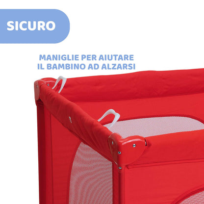 Chicco Open Box Lettino Neonati da Viaggio per Bebè e Bambini dalla Nascita fino a 15 kg, Pieghevole e Compatto, Culla da Campeggio con Tappeto Gioco, Finestre in Rete, 4 Maniglie e Borsa da Viaggio