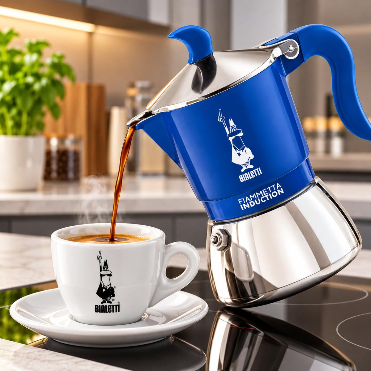Bialetti Candyland Fiametta Induzione 2 Tazze Blu