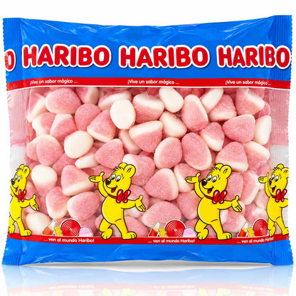 HARIBO Caramelle Gommose Fragole Rosa e Bianche 1 Kg Superficie Zuccherata, Feste e Compleanni, Candy Bar e Sweet Table, Sacchetti Regalo, Consistenza Morbida