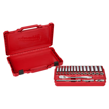 MILWAUKEE | Set di Chiavi a Cricchetto con Bussole 1/2" | Kit 28 pezzi