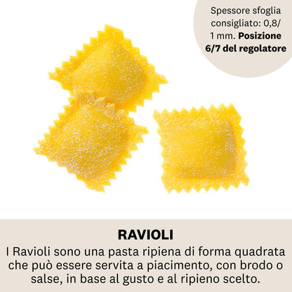 Marcato Accessorio Macchina per la Pasta, Macchina per Ravioli, Taglio da 150 mm, in Acciaio Cromato, Compatibile con Atlas 150 e Atlasmotor, Accessorio da Cucina Tagliapasta. Formato: Ravioli