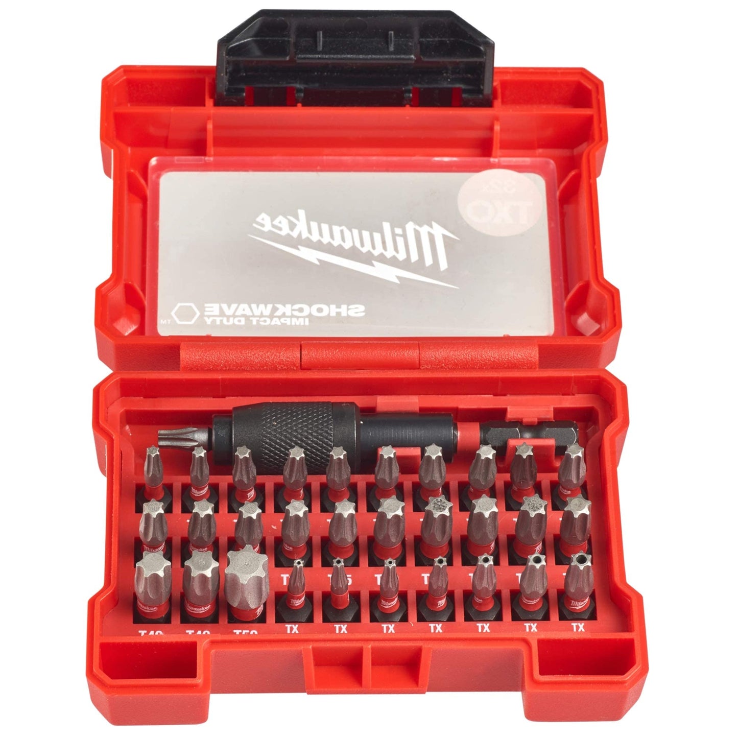Milwaukee SHOCKWAVE - Set di punte compatte, 32 pezzi, Rosso