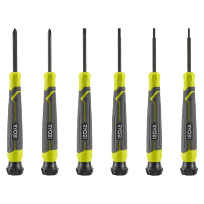 RYOBI - Set of 6 precision magnetic head screwdrivers - RHSDSPC6