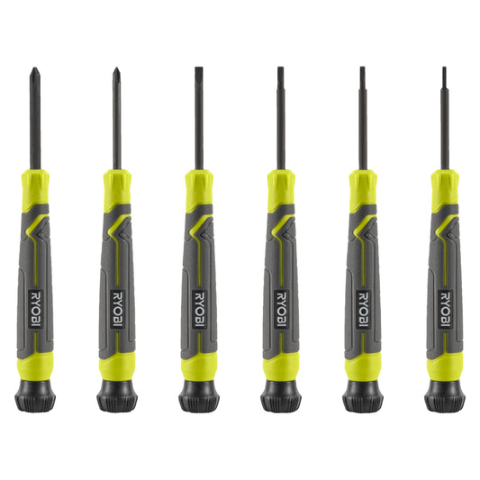 RYOBI - Set of 6 precision magnetic head screwdrivers - RHSDSPC6