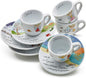 Set di 4 tazzine da caffè con pareti spesse, Art Collection Design "Quattro stagioni", idea regalo di Heaven and Angels, tazzine per caffè espresso con angeli, colorate