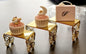 Set di 3 Alzatine Decorative con Farfalle, Base in Plexiglass Dorato o Trasparente, per Catering ed Esposizione | Alzate Originali per Eventi, Wedding, Comunione (Oro Specchiato)